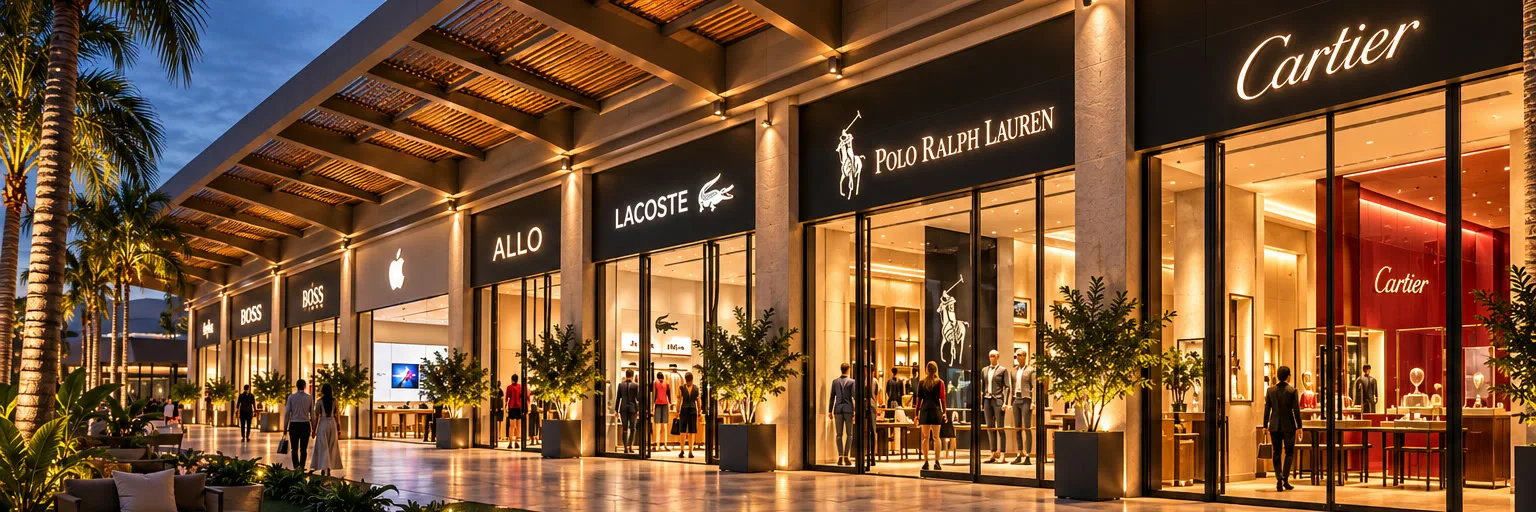 Galeria de lojas do shopping no térreo